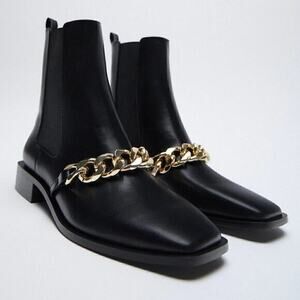 ZARA Black US 8 Square Toe Boots NWT LAST ONE!!!